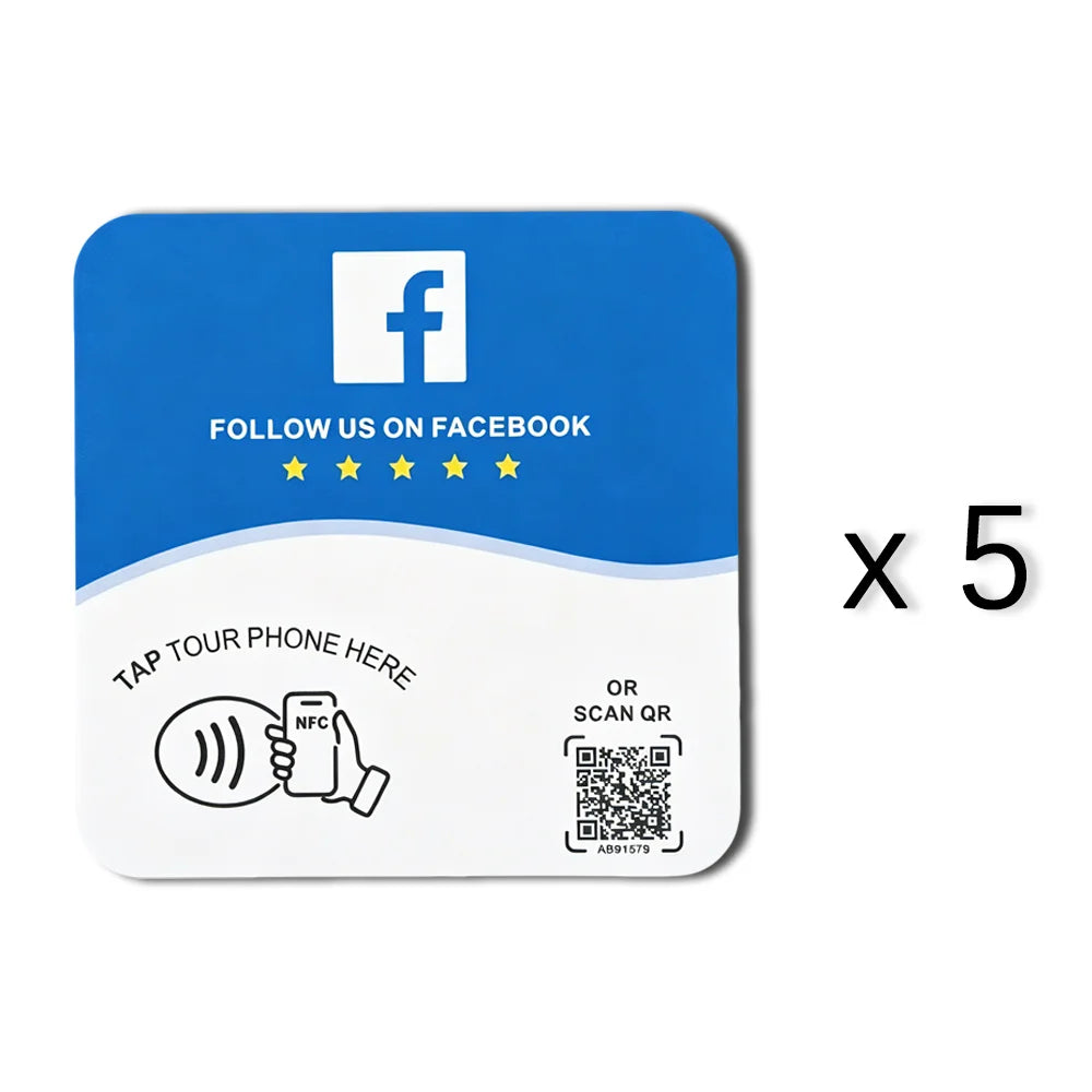 Pack x5 stickers NFC + QR Facebook