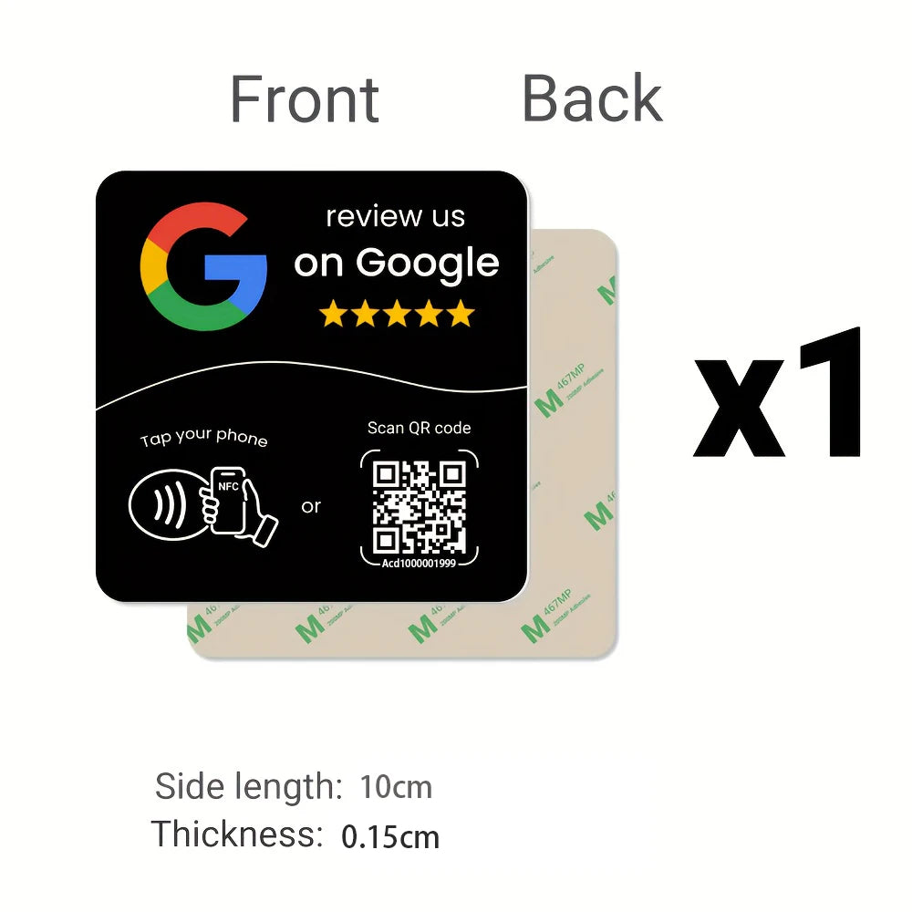 Sticker NFC + QR para reseñas y redes sociales