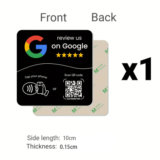 Sticker NFC + QR para reseñas y redes sociales