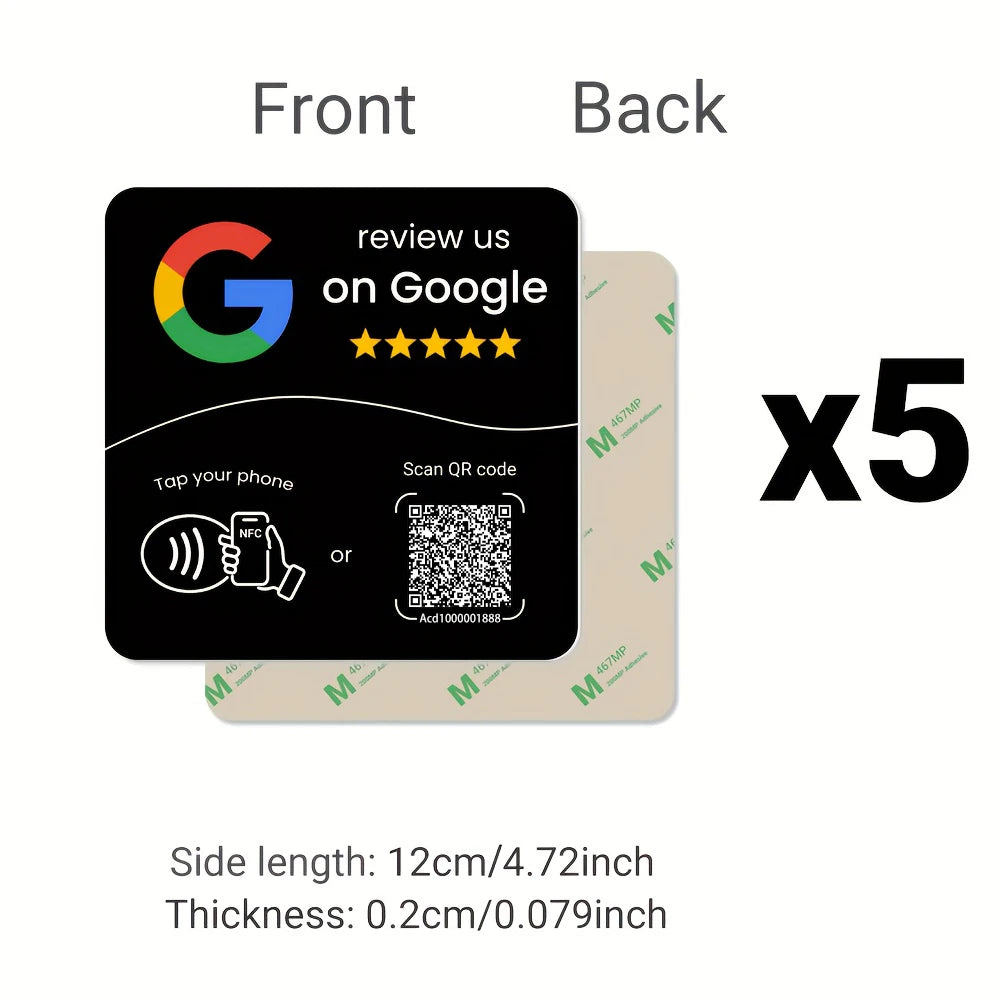 Pack x5 stickers NFC + QR Google negro