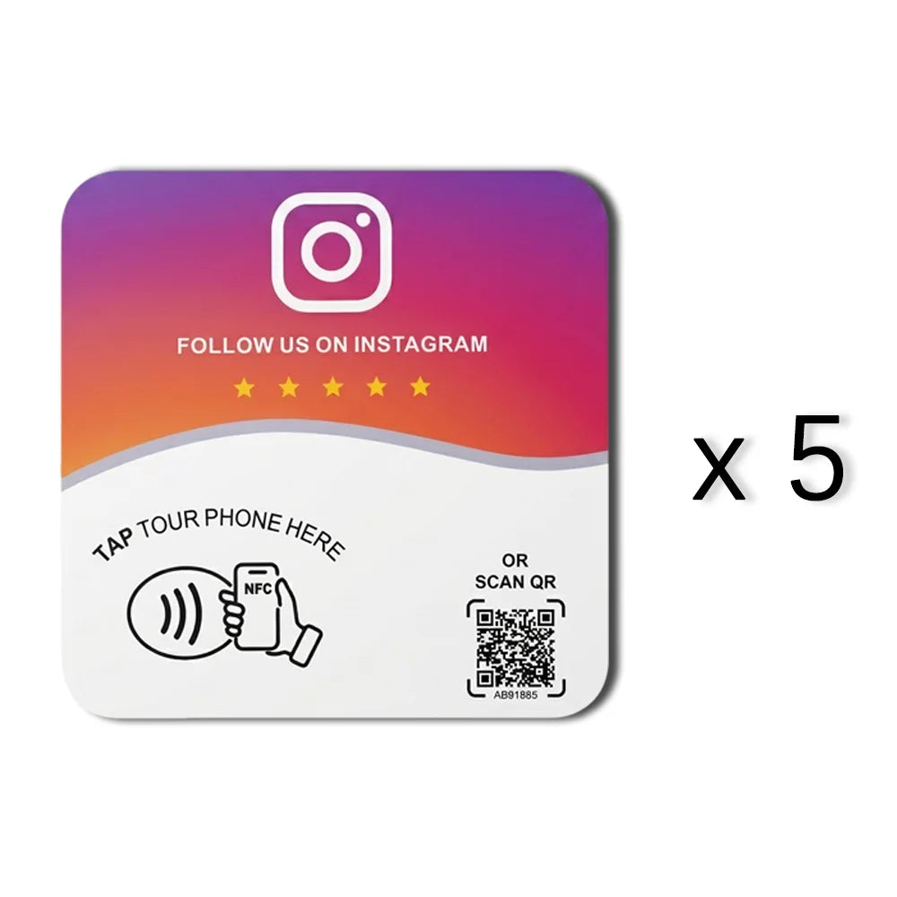 Pack x5 stickers NFC + QR Instagram