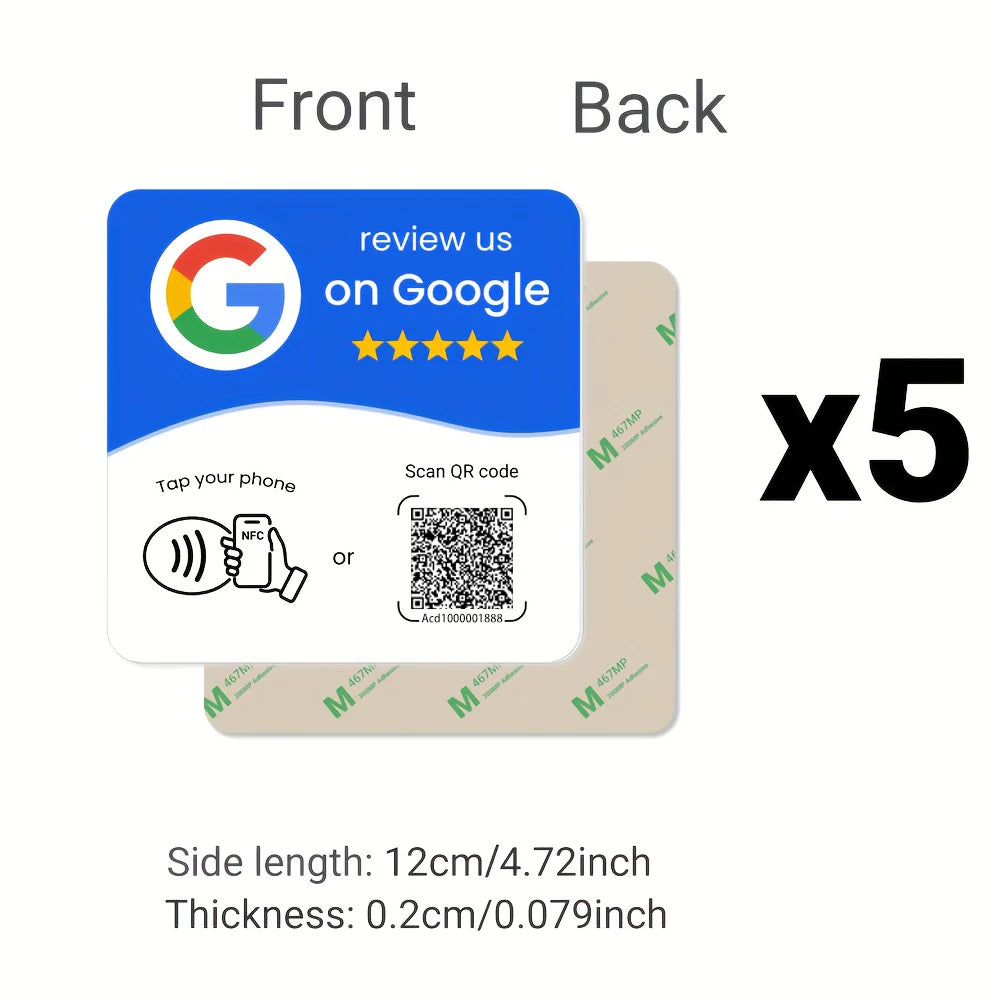 Pack x5 stickers NFC + QR Google azul