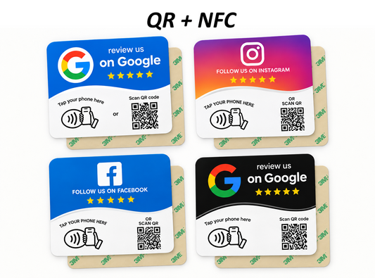 Stickers NFC + QR para Google, Instagram y Facebook